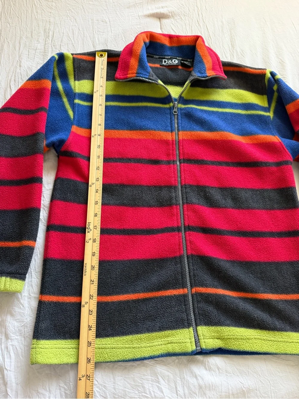 Dolce & Gabbana Striped Zip-Up Sweater in Red, Black &‎ Lime